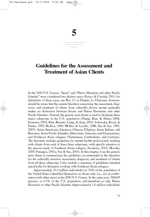 Guidelines for the Assessment andTreatment of Asian ClientsIn the 2000