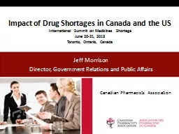 Impact of Drug Shortages in Canada and the US
