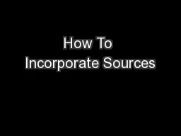 How To Incorporate Sources