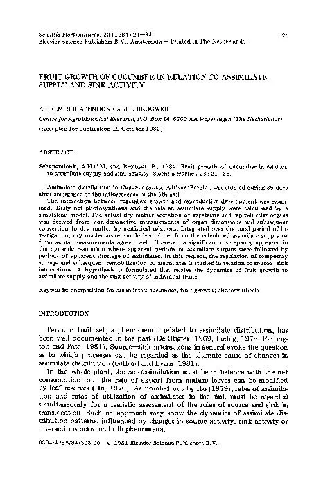 Horticulturae, 23 (1984} 21--33 21 Elsevier Science Publishers B.V., A