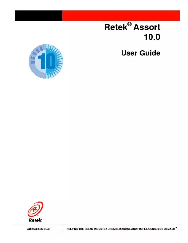 Assort  10.0 User Guide