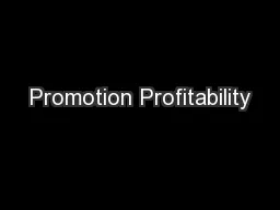 Promotion Profitability