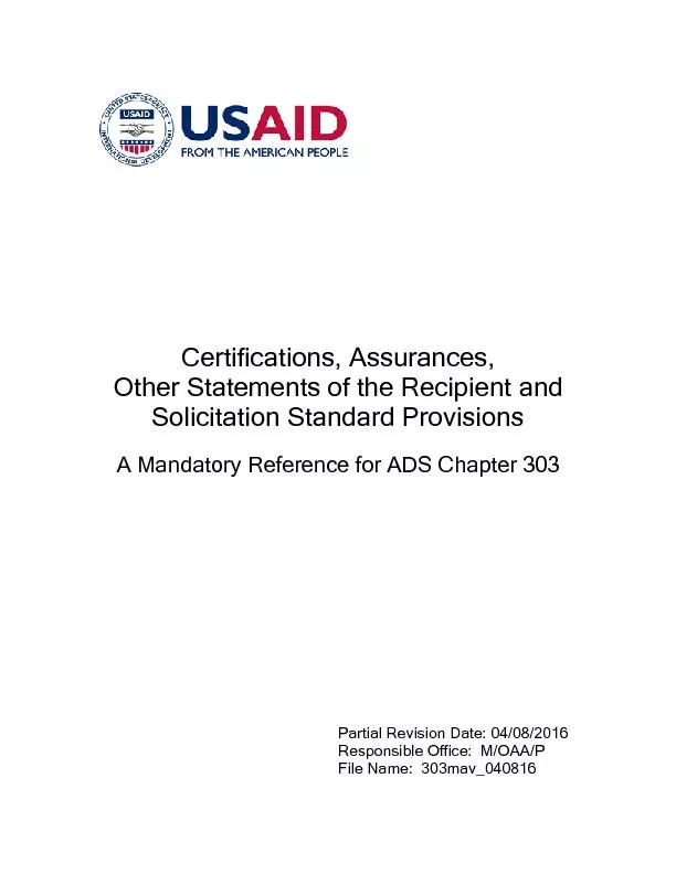 Certifications, Assurances,