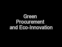 Green Procurement and Eco-Innovation