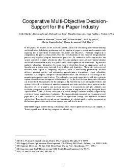 Cooperative MultiObjective Decision Support for the Paper Industry Sesh Murthy  Rama Akkiraju