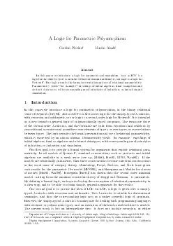 A Logic for Parametric Polymorphism Gordon Plotkin Martn Abadi Abstract In this paper we introduce a logic for parametric polymorphism