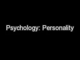 Psychology: Personality
