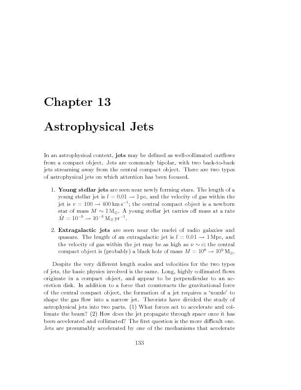 Chapter13AstrophysicalJetsInanastrophysicalcontext,jetsmaybedenedaswe