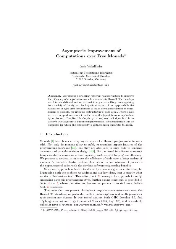 AsymptoticImprovementofComputationsoverFreeMonads?JanisVoigtlanderIns