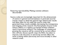 Restoring reproducibility: Making scientist software discov