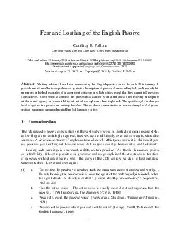 Fear and Loathing of the English Passive Geoffrey K
