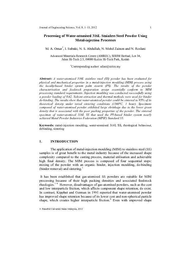 Journal of Engineering Science, Vol. 8, 1, 2012��