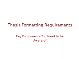 Thesis Formatting Requirements