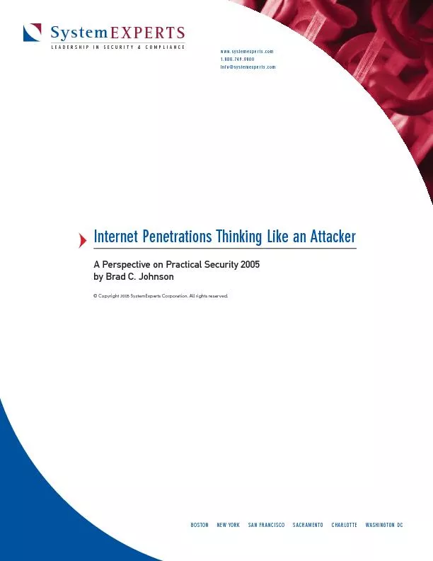 Internet Penetrations Thinking Like an AttackerA Perspective on Practi
