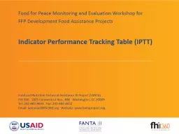 Indicator Performance Tracking Table (IPTT)