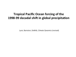 Tropical Pacific Ocean forcing of the