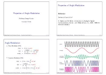 Properties of Angle Modulation Professor Deepa Kundur University of Toronto Professor