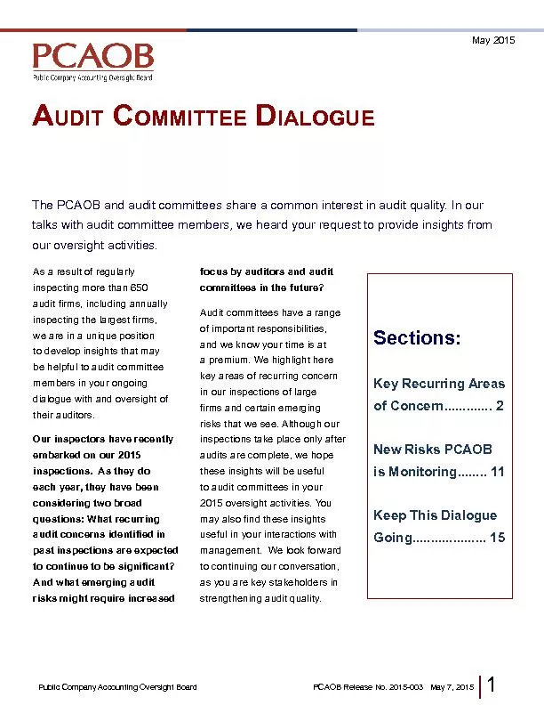 AUDIT COMMITTEE I