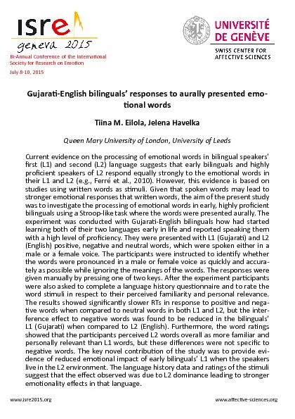 Gujara�-English bilinguals’ responses to aurally pre