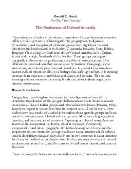 Ronald C. Sheck The Ohio State University  The Persistence of Cultural