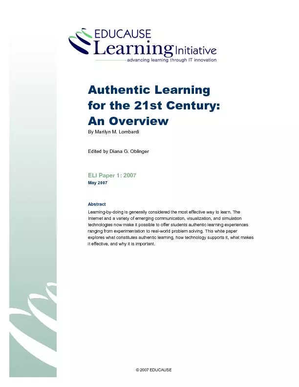 Authentic Learning for the 21st Century