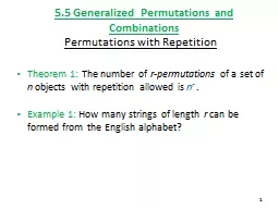 5.5 Generalized  Permutations and Combinations