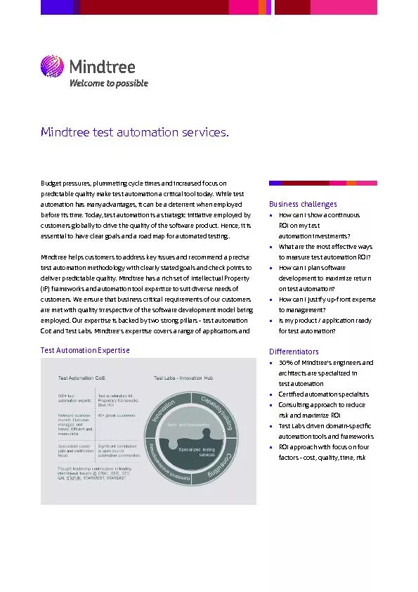Mindtree test automation services.