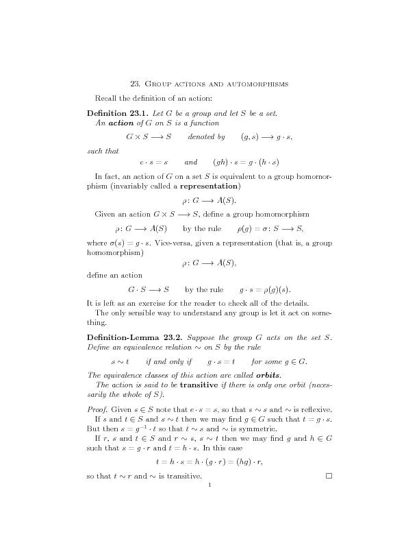 Denition-Lemma23.3.SupposethegroupGactsonthesetS.Givens2SthesubsetH=f