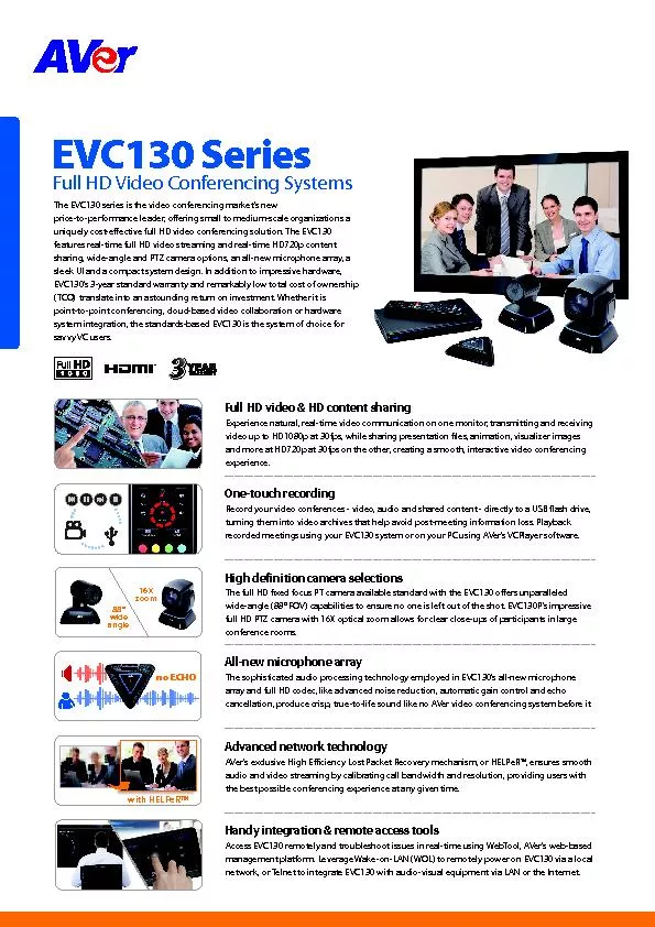EVC130 SeriesFull HD Video Conferencing SystemsThe EVC130 series is th