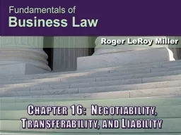 Chapter 16:  Negotiability,