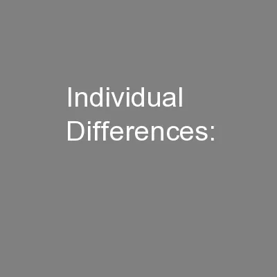Individual Differences: