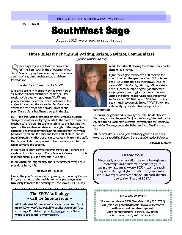 August 2013  www.southwestwriters.com