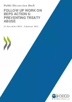 Public Discussion Draft FOLLOW UP WORK ON BEPS ACTION  PREVENTING TREATY ABUSE  November