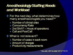 Anesthesiology Staffing Needs
