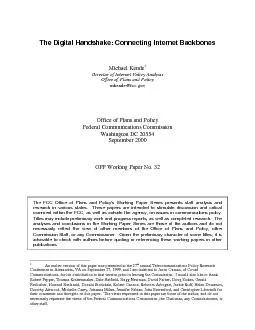 The Digital Handshake: Connecting Internet BackbonesMichael Kende*Dire