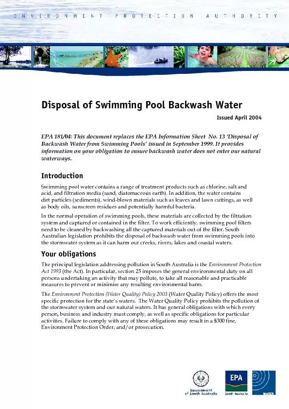 Disposal of Swimming Pool Backwash Water