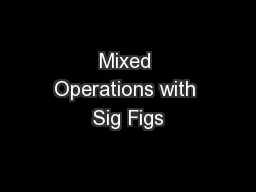 Mixed Operations with Sig Figs