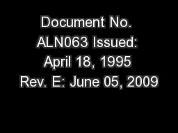 Document No. ALN063 Issued: April 18, 1995 Rev. E: June 05, 2009