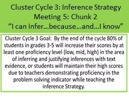 Cluster Cycle 3: Inference Strategy