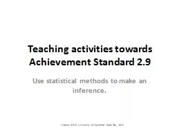 Teaching activities towards Achievement Standard 2.9