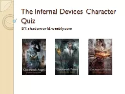 The Infernal Devices Character Quiz