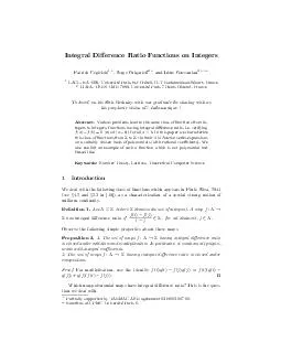 Integral Dierence Ratio Functions on Integers Patrick Cegielski  Serge Grigorie  and Irene