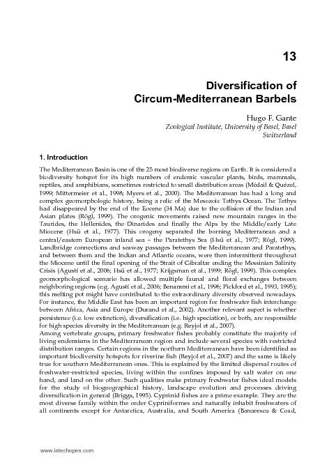 13 Diversification of  Circum-Mediterranean Barbels Hugo F. Gante Zool