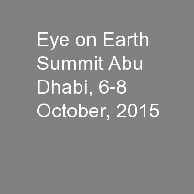 Eye on Earth Summit Abu Dhabi, 6-8 October, 2015