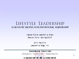 1 Lifestyle Leadership