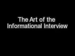 The Art of the Informational Interview