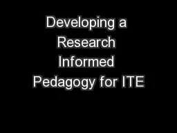 Developing a Research Informed Pedagogy for ITE