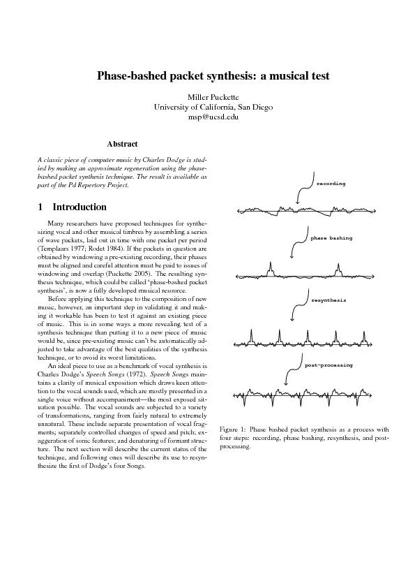 PDF-Phase-bashedpacketsynthesis:amusicaltestMillerPucketteUniversityofCali