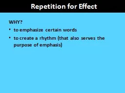 Repetition for Effect