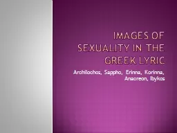 Images of Sexuality in the Greek Lyric